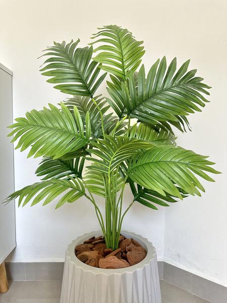 Planta Artificial Palmeira Com Vaso Origami Completo - PlantaImport Imagem de Planta Artificial Palmeira Com Vaso Origami Completo