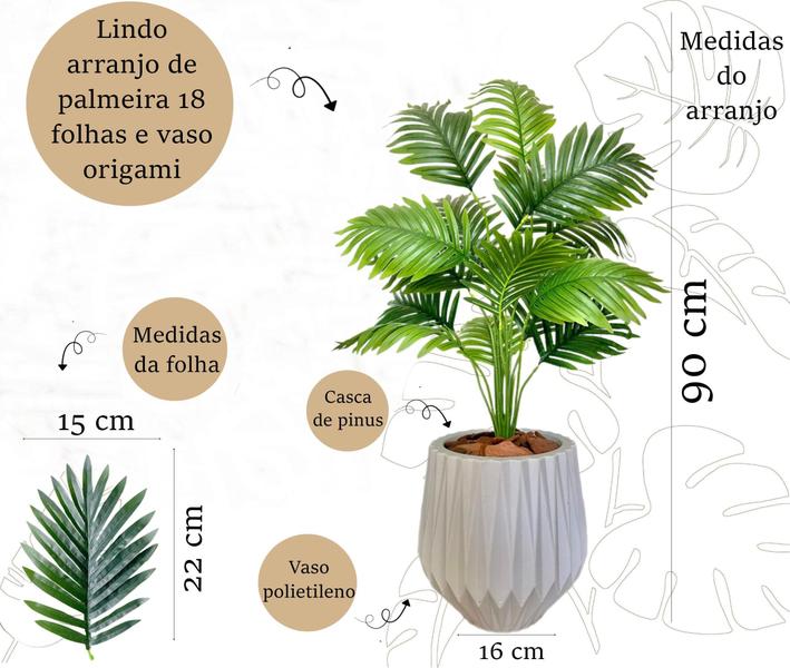 Planta Artificial Palmeira Com Vaso Origami Completo - PlantaImport Imagem de Planta Artificial Palmeira Com Vaso Origami Completo