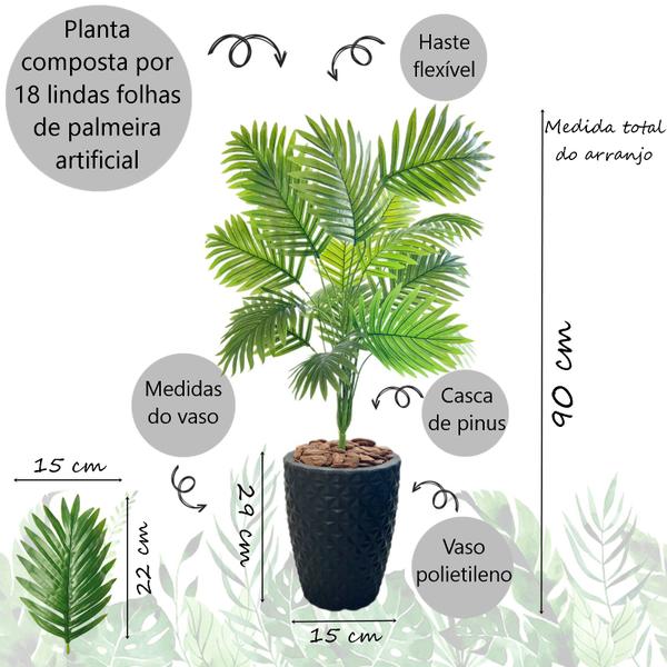 Imagem de Planta Artificial Palmeira Com Vaso Preto Completo