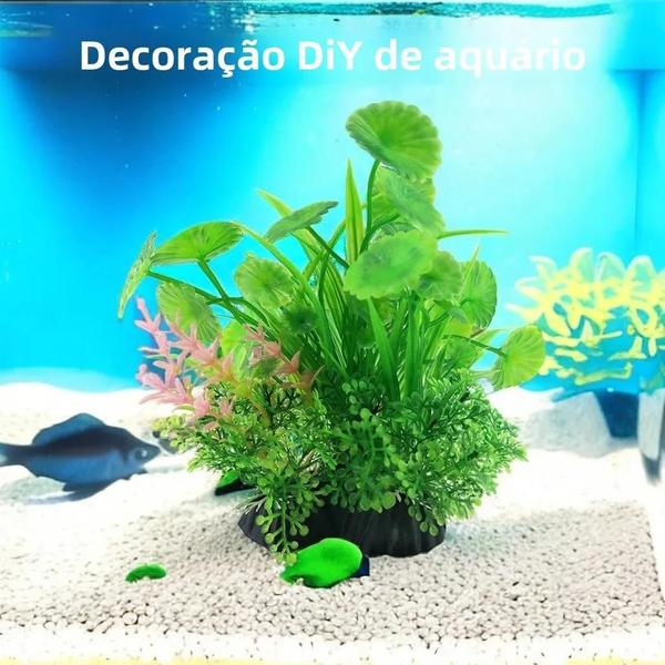 Imagem de Planta artificial para a decoração do aquário, 14cm/5.5inch, grama água, diy