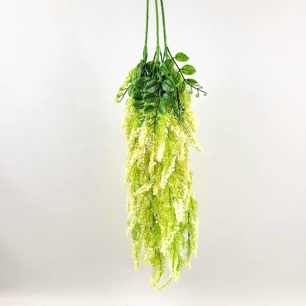 Imagem de Planta Artificial Pendente Glicínia Branca 80X10Cm Kit 3Pc