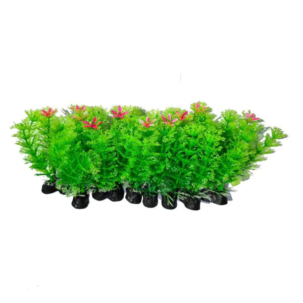 Imagem de Planta Artificial Verde c/ flor Aquário Decoração 10 un 8cm 