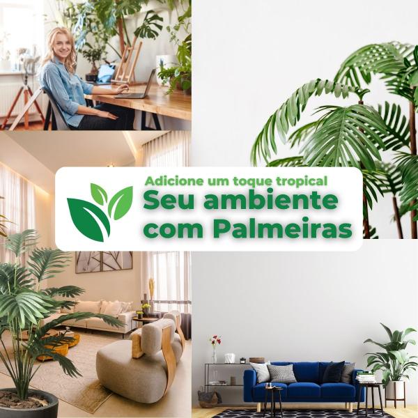 Imagem de Planta Árvore Artificial Palmeira Areca Real Toque Verde 75cm