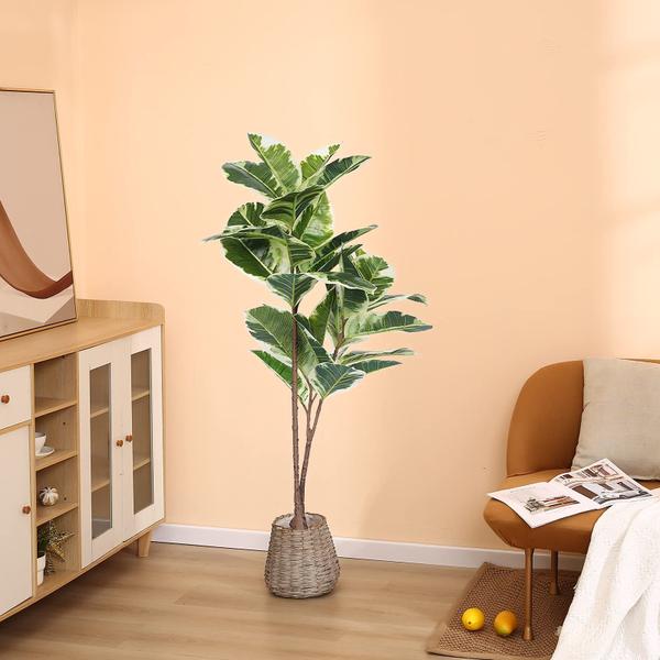 Imagem de Planta de seringueira artificial FLOWORLD 110 cm de altura Faux Ficus 