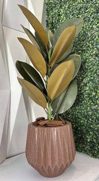 Imagem de Planta Fícus Artificial Folhas Com Vaso Origami Polietileno