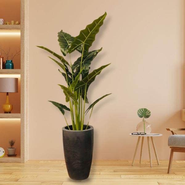 Planta Permanente Ramos Folhagem Artificial Alocasia 1,6m com Vaso - Vai de Tech Imagem de Planta Permanente Ramos Folhagem Artificial Alocasia 1,6m com Vaso