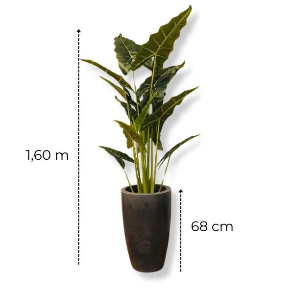 Planta Permanente Ramos Folhagem Artificial Alocasia 1,6m com Vaso - Vai de Tech Imagem de Planta Permanente Ramos Folhagem Artificial Alocasia 1,6m com Vaso
