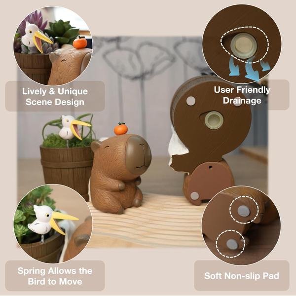 Imagem de Plantador de suculentas, forkai, banheira de capivara com resina Playful Bird