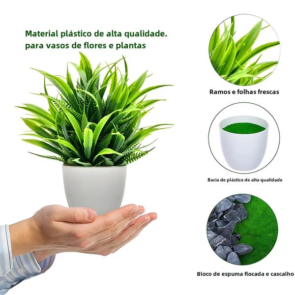 Imagem de Plantas Artificiais em Vaso de Plástico para Decoração de Sala, Quarto e Mesa