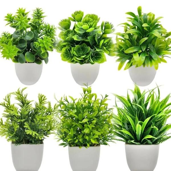 Imagem de Plantas Artificiais em Vaso de Plástico para Decoração de Sala, Quarto e Mesa