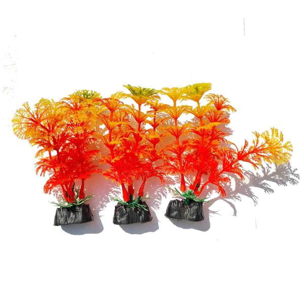 Imagem de Plantas Artificiais Laranja Aquário Decoração 3 un 8cm 