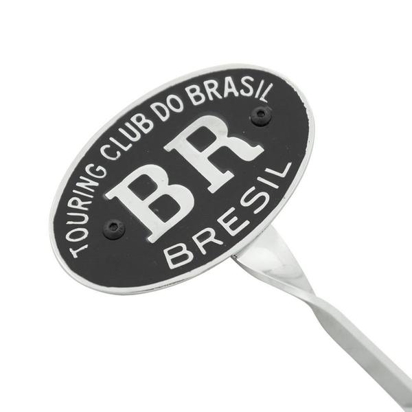 Imagem de Plaqueta brasão BR Touring Brésil com fundo preto e suporte curto para VW Fusca