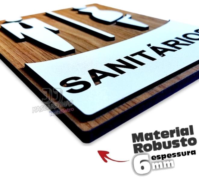 Imagem de Plaquinha sanitário placa de identificação banheiro mdf 6mm