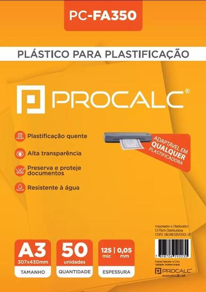 Imagem de Plástico P/ Plastificação PC-FA350 A3 307x430 125m 0,05 50un