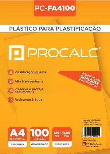 Imagem de Plástico P/ Plastificação PC-FA4100 220x307 125m 0,05 100 Un