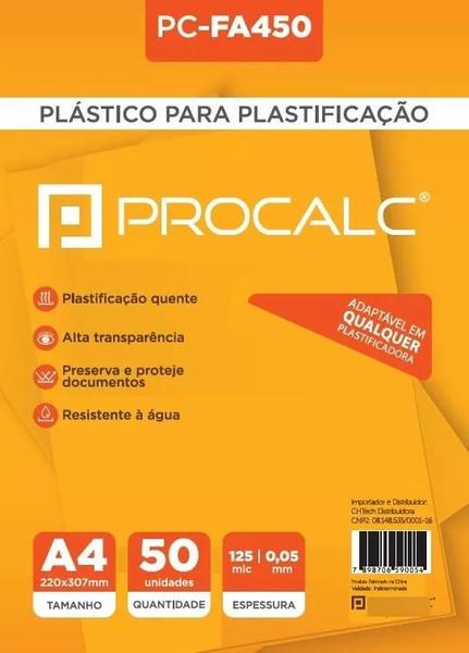 Imagem de Plástico P/ Plastificação PC-FA450 220x307 125m 0,05mm 50 Un