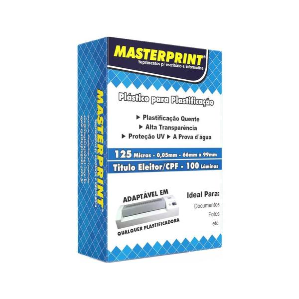 Imagem de Plástico para Plastificação 125 Micras 100 Lâminas MASTERPRINT