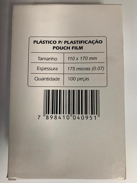 Imagem de Plástico Plastificação Cgc (110X170Mm) 0,07Mm 175 Micras