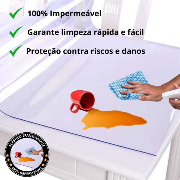 Imagem de Plástico Pvc Cristal Vinil 0.30mm Toalha de Mesa Transparente Impermeável - Vários Tamanhos