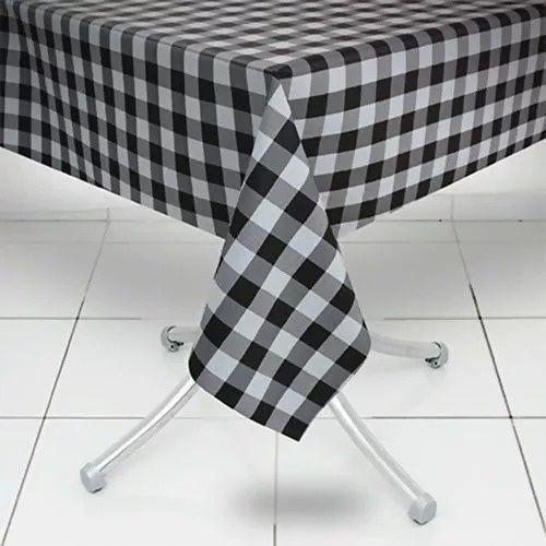 Imagem de Plástico Térmico Toalha De Mesa Xadrez Preto quadriculado 3,00 X 1,40