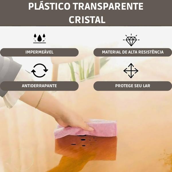 Imagem de Plástico Transparente Cristal Pvc 2mm 50cm X 1,40m Rolo Lona