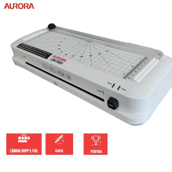 Imagem de Plastificadora a4 laminador refilador perfurador aurora 220v