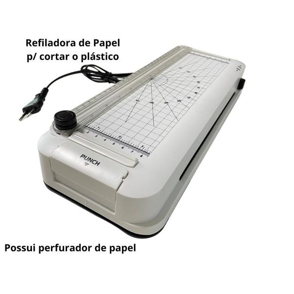 Imagem de Plastificadora A4 Laminador Refilador Perfurador Aurora 220V