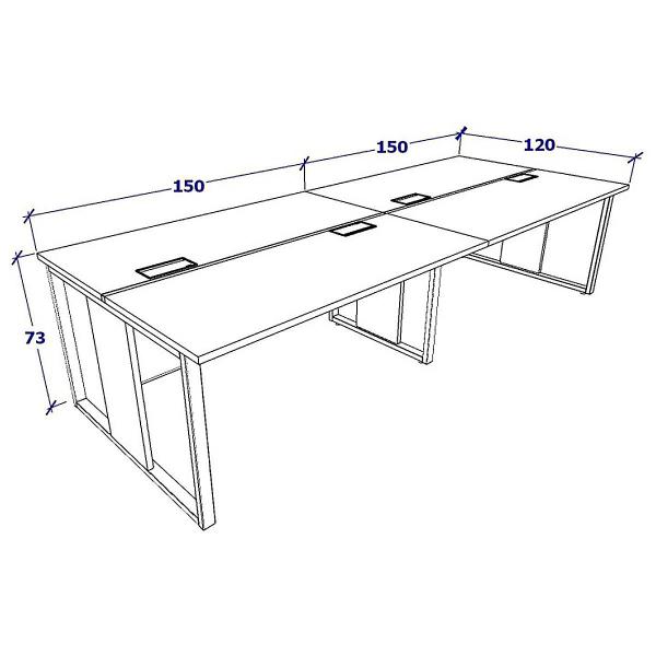 Imagem de Plataforma 2 Gav. e Divisória 4 Pessoas 3,00m MBR Pés Metal