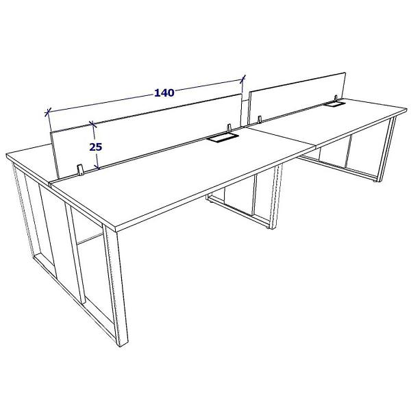 Imagem de Plataforma 2 Gav. e Divisória 4 Pessoas 3,00m MBR Pés Metal