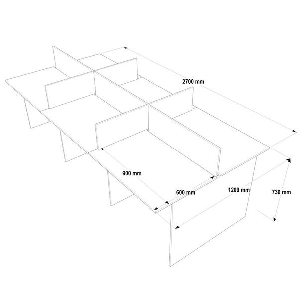 Imagem de Plataforma de trabalho 6 Lugares 270x120cm