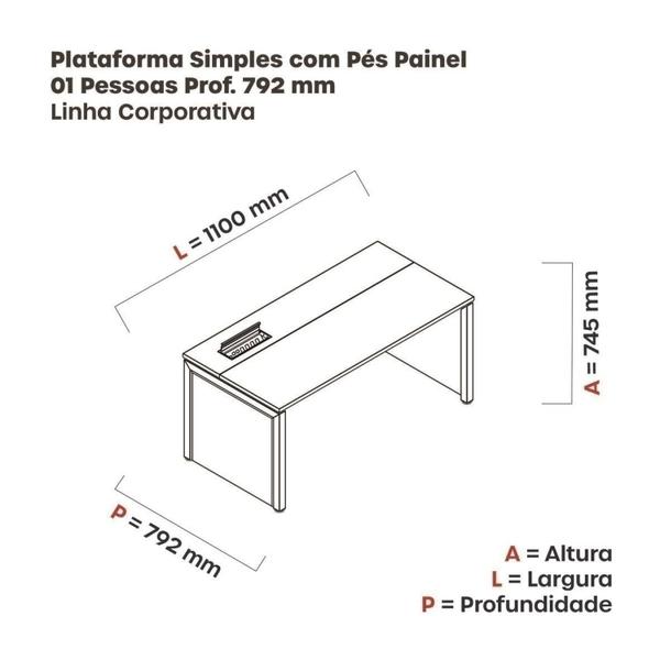 Imagem de Plataforma Simples 110x792 Pscpp110/792/ 1 Pessoa Escarlate/Cinza