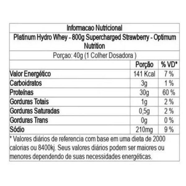 Platinum Hydro whey 800gr morango - Optimum Nutrition Imagem de Platinum Hydro whey 800gr morango - Optimum Nutrition