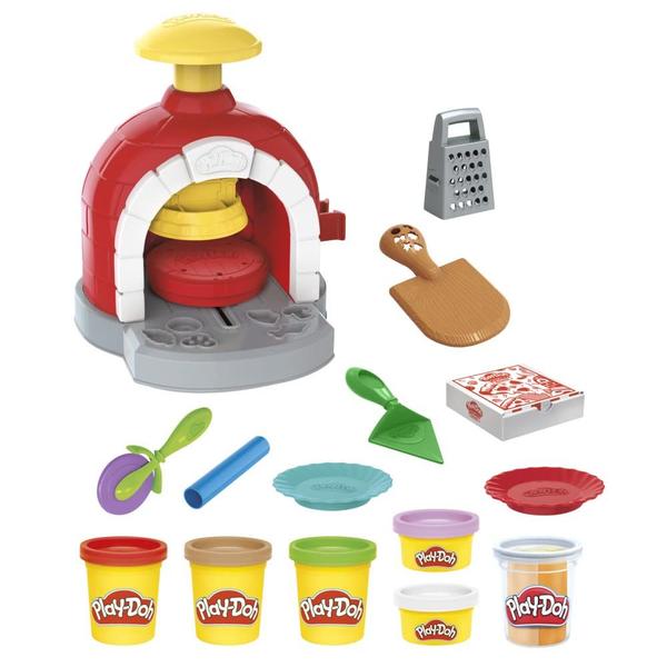 Imagem de Play-Doh Kitchen Creations Pizza Oven Playset, Play Food Toy for Kids 3 Years and Up, 6 Latas de Composto de Modelagem, 8 Acessórios, Não Tóxico