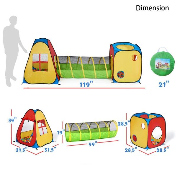 Imagem de Play Tent UTEX 3 em 1 Pop Up com túnel e poço de bolas para crianças