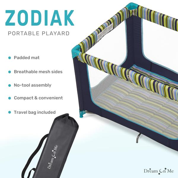 Imagem de Playard portátil Dream On Me Zodiak Navy com tapete acolchoado