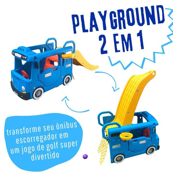 Imagem de Playground 2x1 Ônibus Escorregador Importway C/ Kit Golf Inmetro