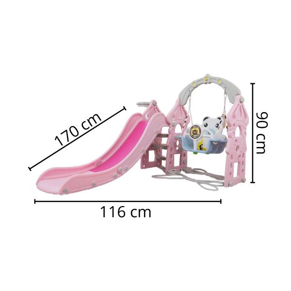 Imagem de Playground Infantil 3 em 1 Plástico Escorregador Balanço Cesta Basquete Brinquedo Brinqway Bw-218