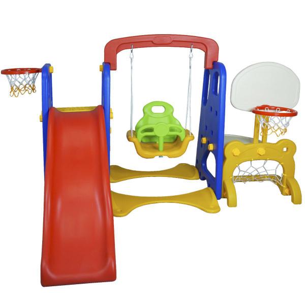 Imagem de Playground Infantil 5 em 1 Escorregador Balanço Cesta Basquete Gol Brinquedo Importway BW-050