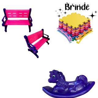 Playground Infantil Banco Plástico, Unicórnio e Tatames Inclusos - Valentina Brinquedos Imagem de Playground Infantil Banco Plástico, Unicórnio e Tatames Inclusos