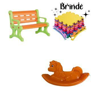 Playground Infantil Banco Plástico, Unicórnio e Tatames Inclusos - Valentina Brinquedos Imagem de Playground Infantil Banco Plástico, Unicórnio e Tatames Inclusos