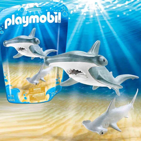 Imagem de Playmobil Mini Bonecos Tubarão Martelo e Filhote 9065 Animais Marinhos - Sunny