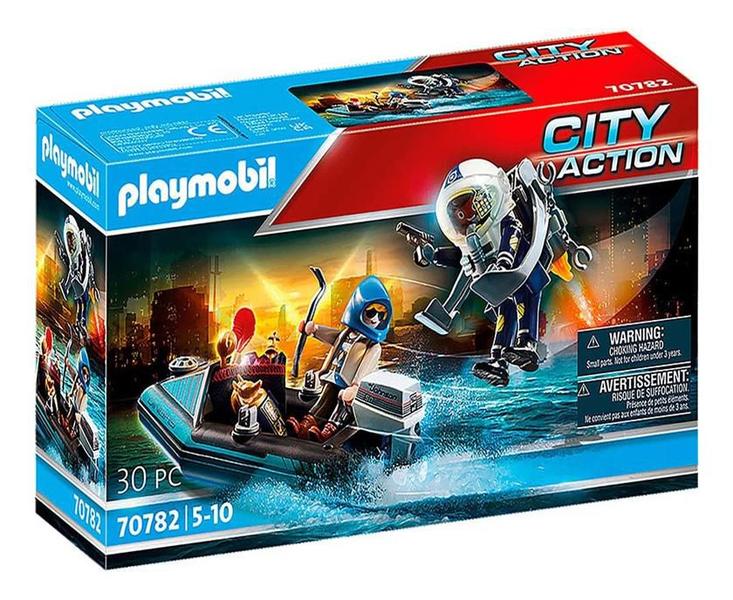 Imagem de Playmobil - Polícia Com Jet Pack E Barco City Action 70782