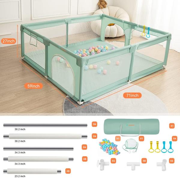 Playpen COMOMY Playard extra grande 180x150cm com acessórios Imagem de Playpen COMOMY Playard extra grande 180x150cm com acessórios