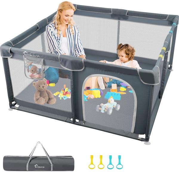 Imagem de Playpen LFCREATOR Kids para bebês e crianças pequenas 130x130cm cinza