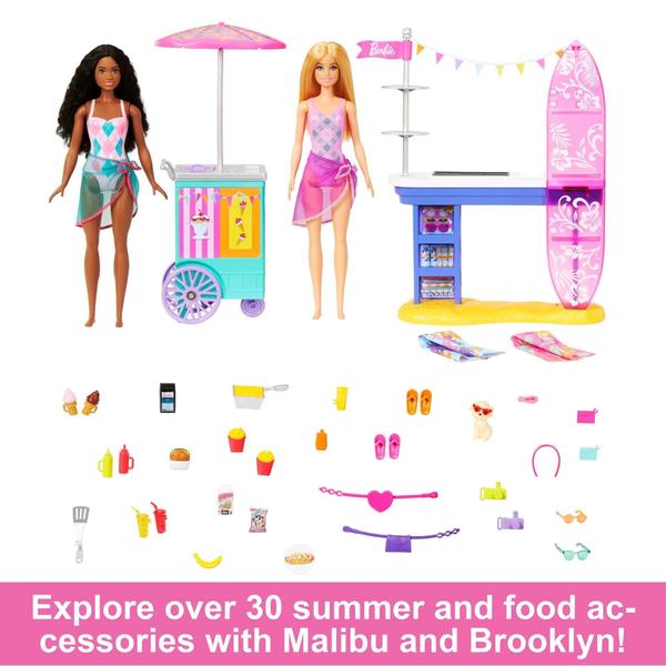 Imagem de Playset Barbie Beach Boardwalk Com 2 Bonecas Brooklyn Malibu