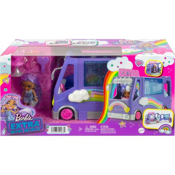 Imagem de Playset Barbie Extra Mini Mini Boneca e veículo de brinquedo com ônibus de turismo