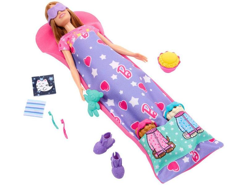 Playset Barbie Festa do Pijama Mattel 16 Peças Imagem de Playset Barbie Festa do Pijama Mattel 16 Peças