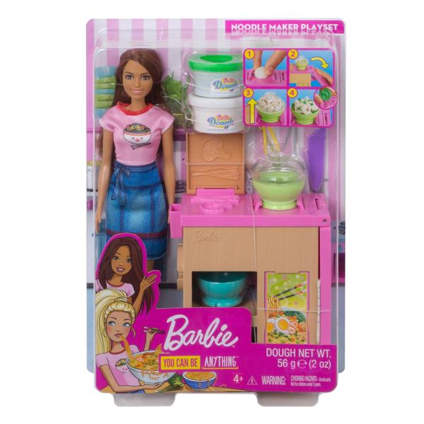 Imagem de Playset Barbie Noodle Bar com boneca morena, estação de trabalho