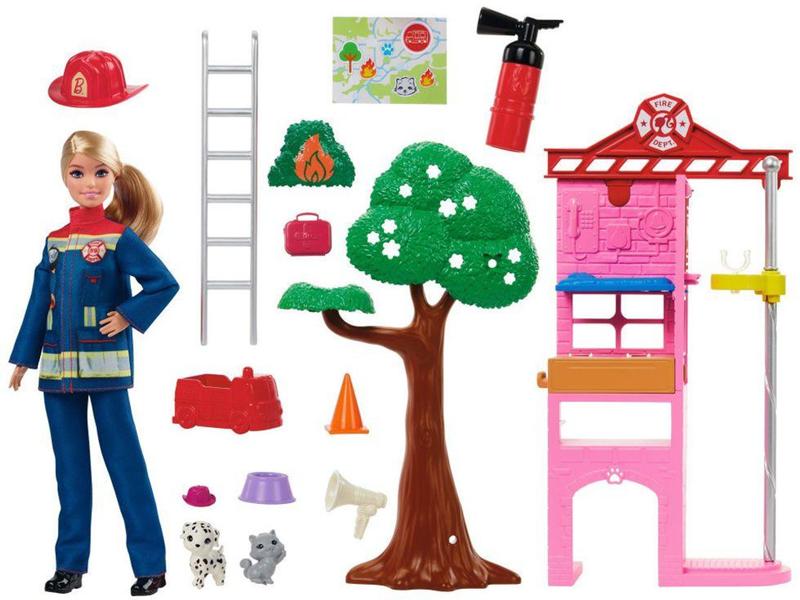 Playset Barbie Profissões Bombeira Mattel - 16 Peças Imagem de Playset Barbie Profissões Bombeira Mattel - 16 Peças