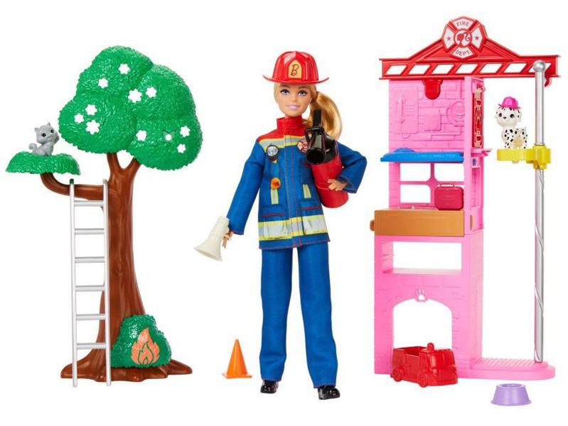 Playset Barbie Profissões Bombeira Mattel - 16 Peças Imagem de Playset Barbie Profissões Bombeira Mattel - 16 Peças